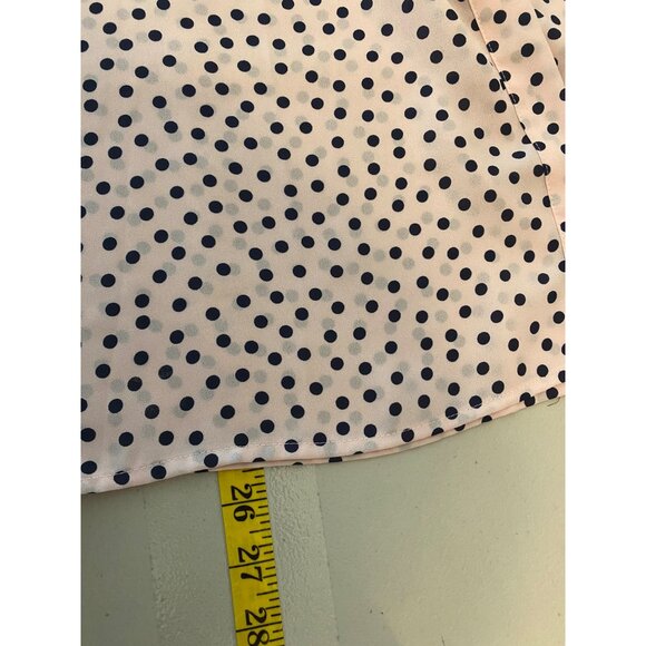 Karl Lagerfeld Paris Sleeveless Pink Navy Polka Blouse Pearl Buttons Large - Picture 8 of 10